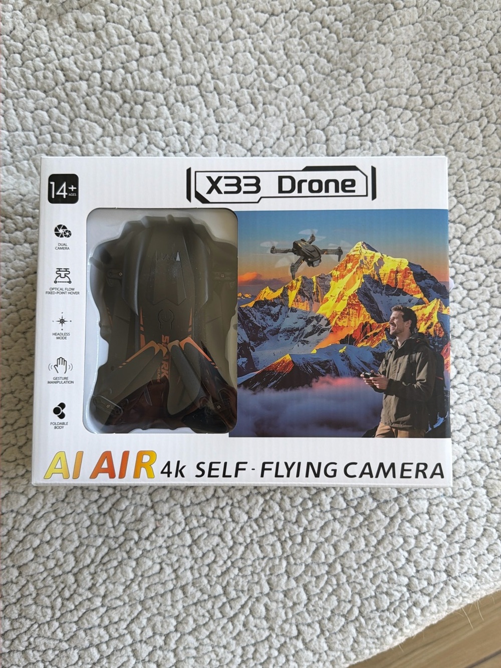 X33 Drone AI Air 4K Self-Flying Camera - Black